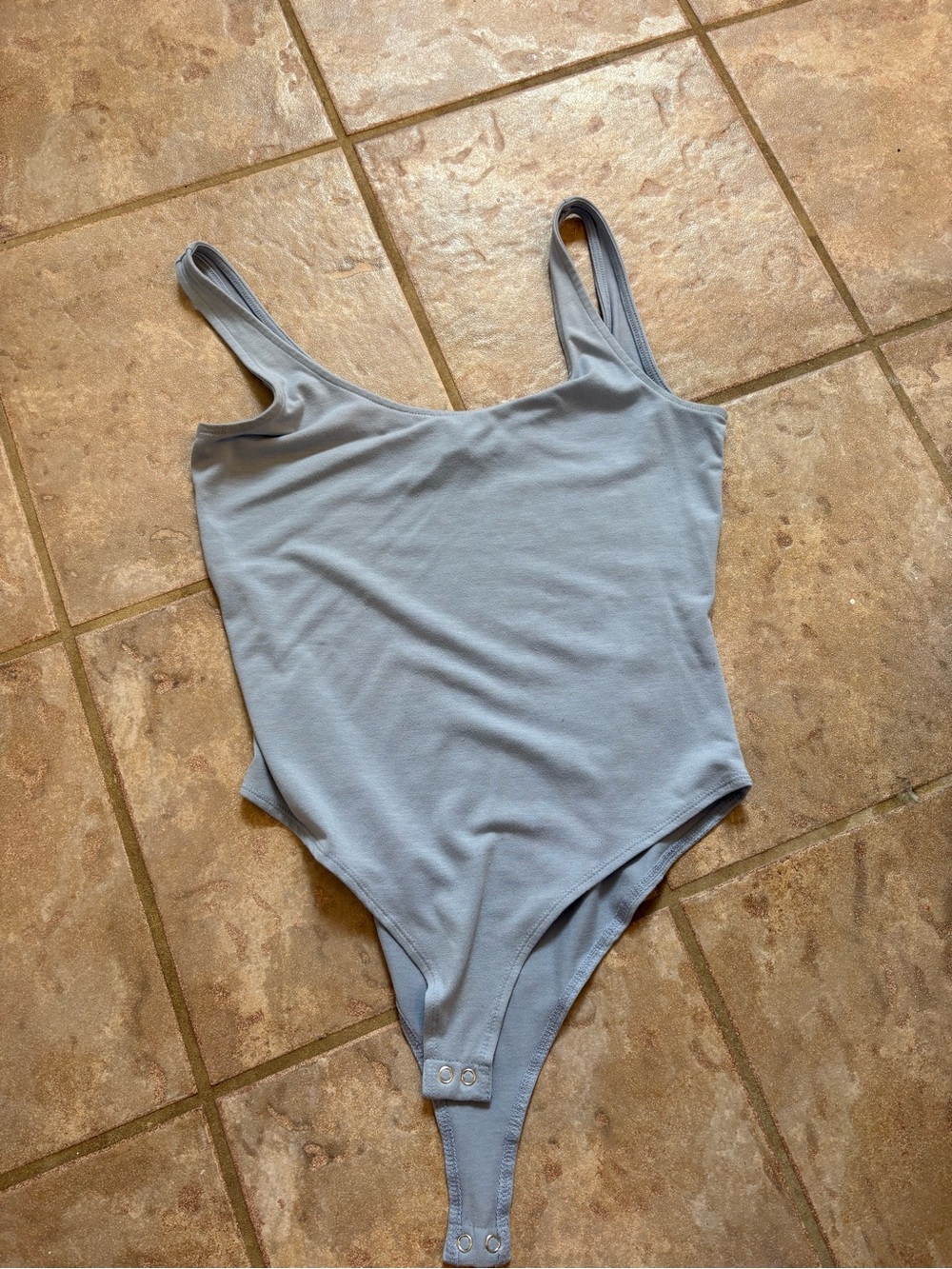 Forever 21 Pale Blue Ribbed Scoop Neck Bodysuit